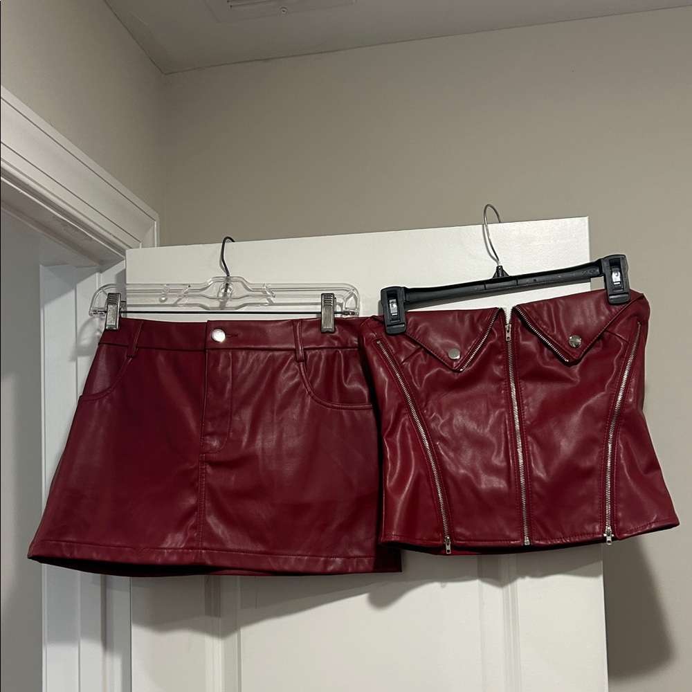 Edikted Burgundy Mini Skirt Set
